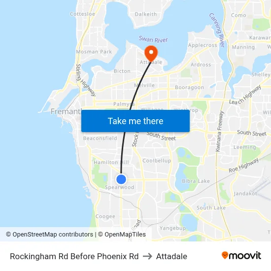 Rockingham Rd Before Phoenix Rd to Attadale map