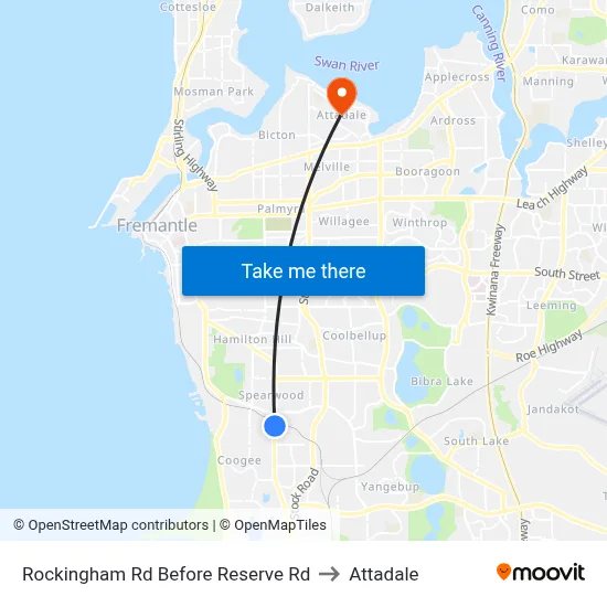 Rockingham Rd Before Reserve Rd to Attadale map