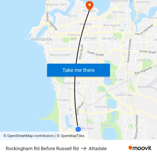 Rockingham Rd Before Russell Rd to Attadale map