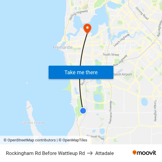 Rockingham Rd Before Wattleup Rd to Attadale map