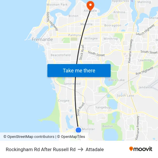 Rockingham Rd After Russell Rd to Attadale map