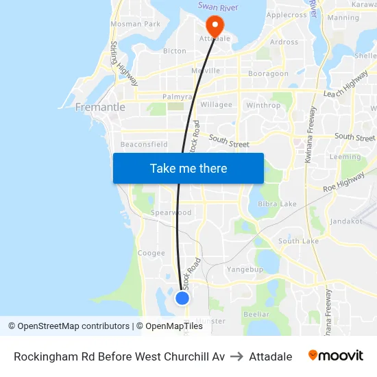 Rockingham Rd Before West Churchill Av to Attadale map