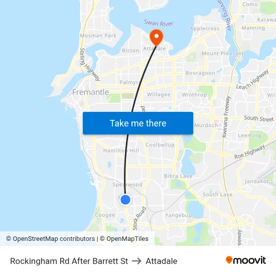 Rockingham Rd After Barrett St to Attadale map