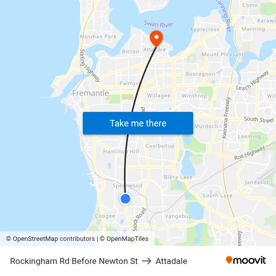 Rockingham Rd Before Newton St to Attadale map