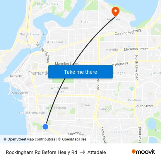 Rockingham Rd Before Healy Rd to Attadale map