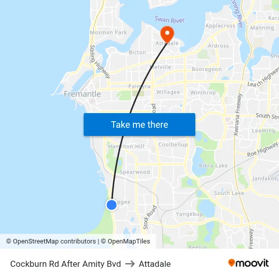 Cockburn Rd After Amity Bvd to Attadale map