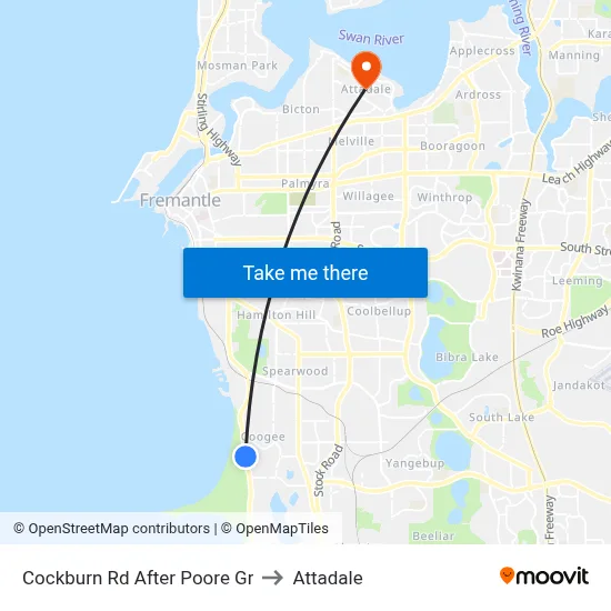 Cockburn Rd After Poore Gr to Attadale map