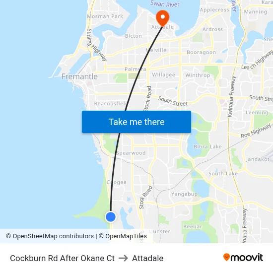Cockburn Rd After Okane Ct to Attadale map