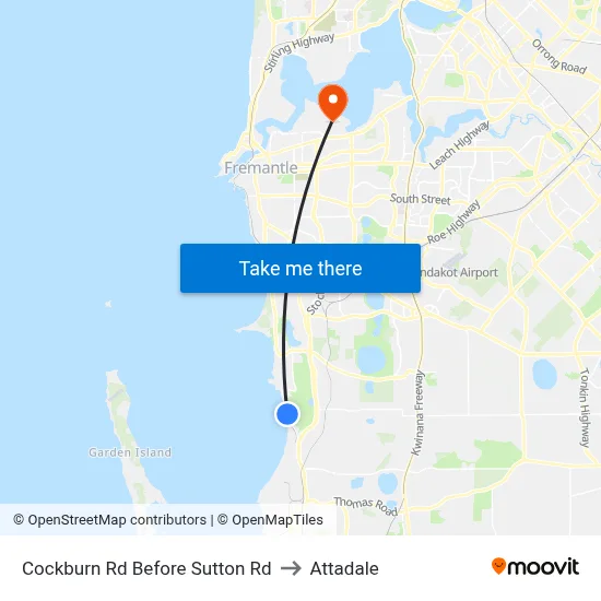 Cockburn Rd Before Sutton Rd to Attadale map