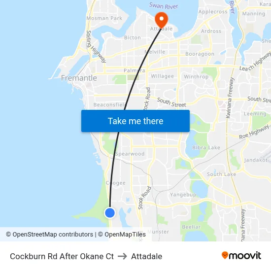 Cockburn Rd After Okane Ct to Attadale map