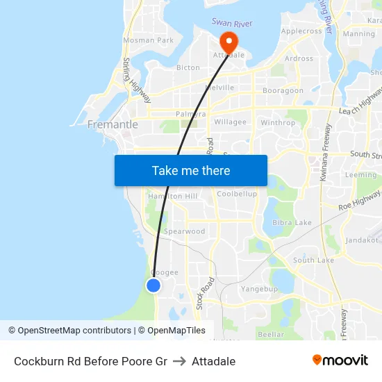 Cockburn Rd Before Poore Gr to Attadale map