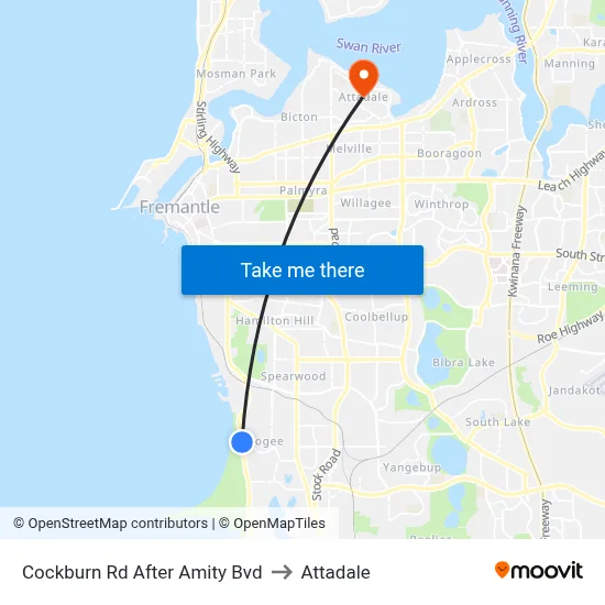 Cockburn Rd After Amity Bvd to Attadale map