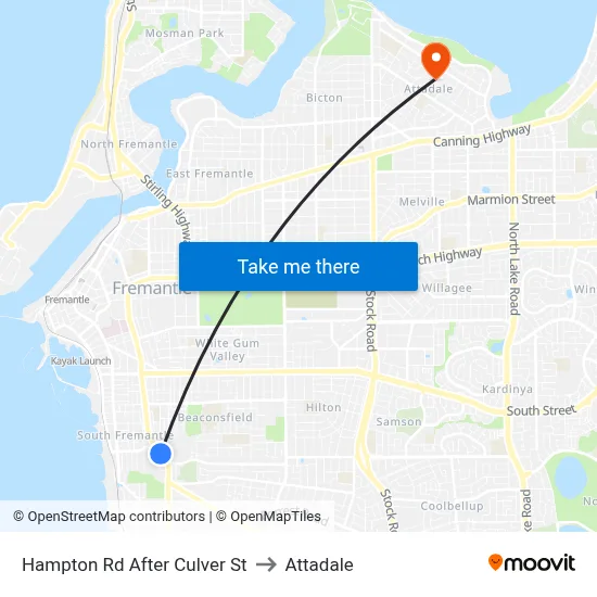 Hampton Rd After Culver St to Attadale map