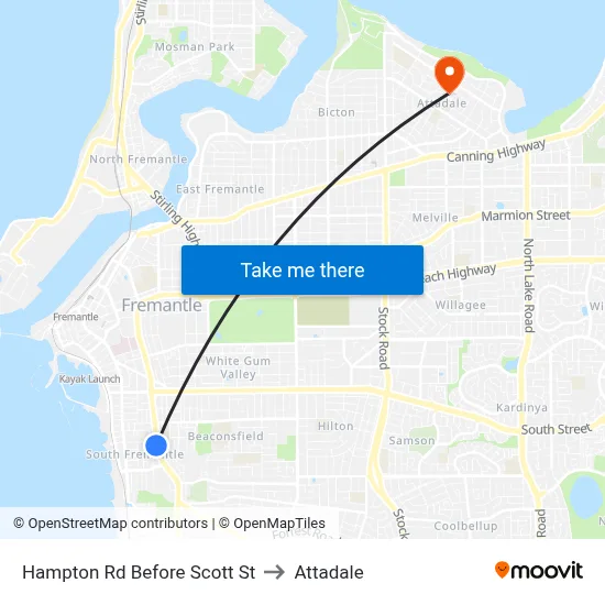 Hampton Rd Before Scott St to Attadale map