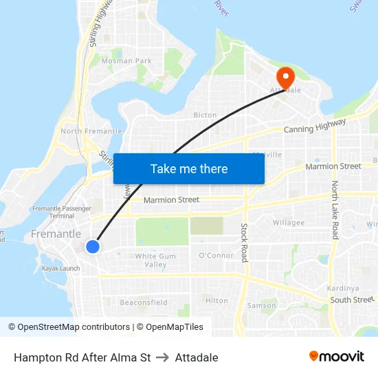 Hampton Rd After Alma St to Attadale map