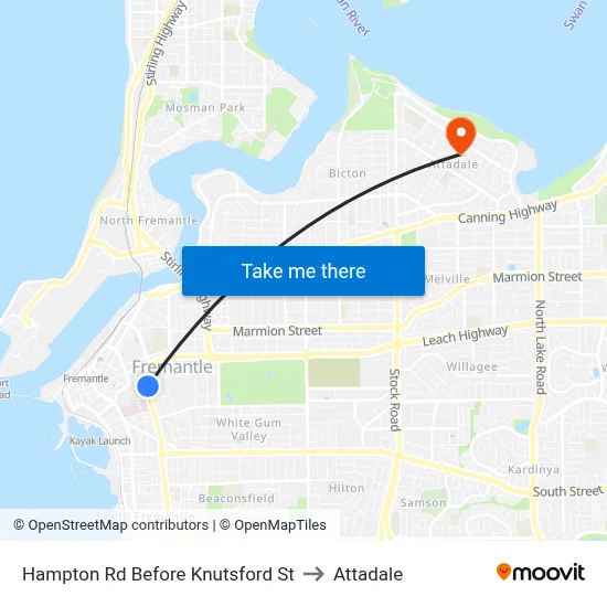 Hampton Rd Before Knutsford St to Attadale map