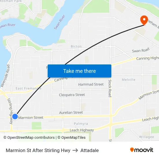 Marmion St After Stirling Hwy to Attadale map