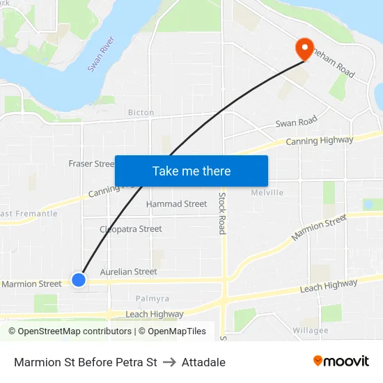 Marmion St Before Petra St to Attadale map
