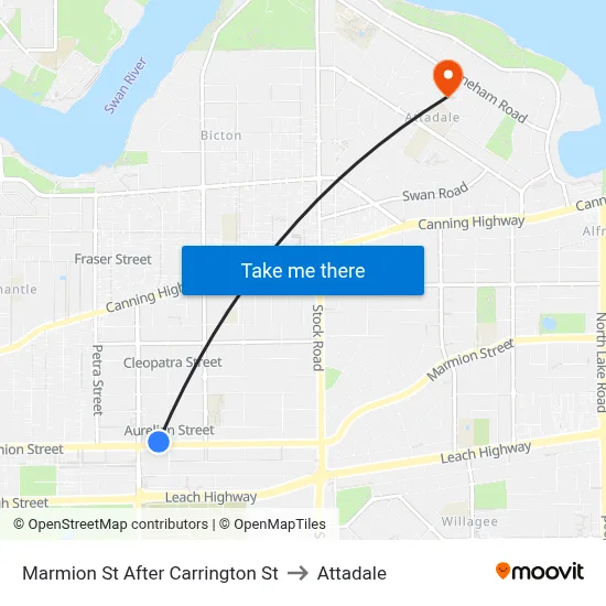 Marmion St After Carrington St to Attadale map