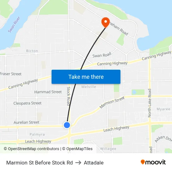 Marmion St Before Stock Rd to Attadale map