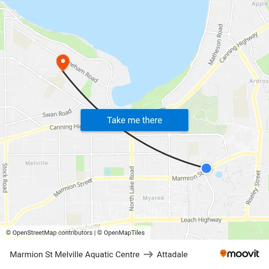 Marmion St Melville Aquatic Centre to Attadale map