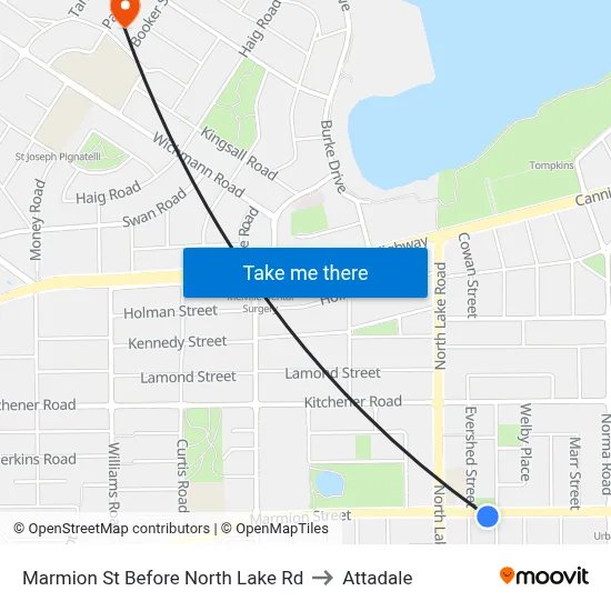Marmion St Before North Lake Rd to Attadale map