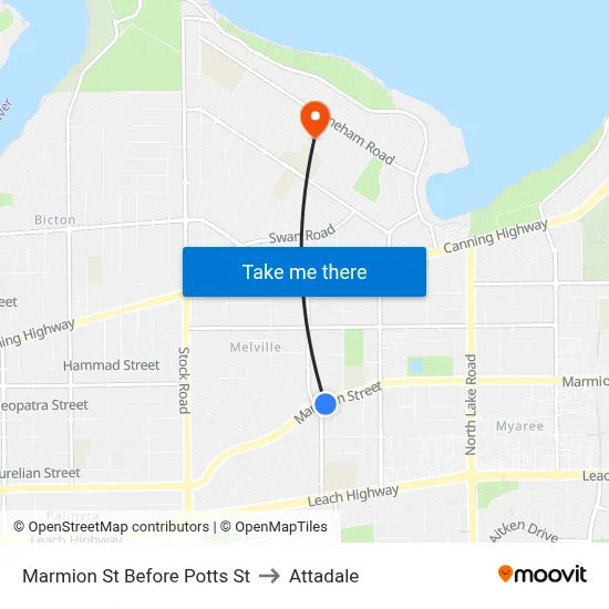 Marmion St Before Potts St to Attadale map