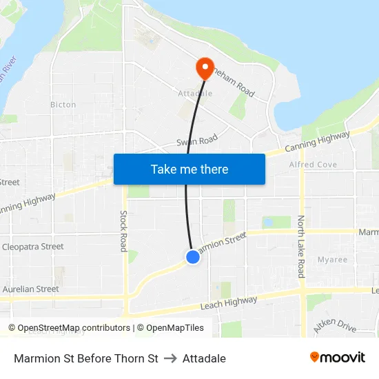Marmion St Before Thorn St to Attadale map