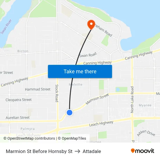 Marmion St Before Hornsby St to Attadale map