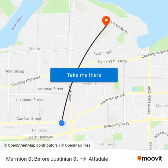 Marmion St Before Justinian St to Attadale map