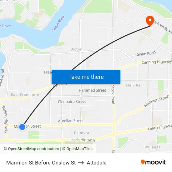 Marmion St Before Onslow St to Attadale map