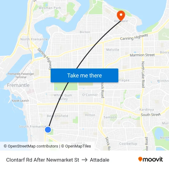 Clontarf Rd After Newmarket St to Attadale map