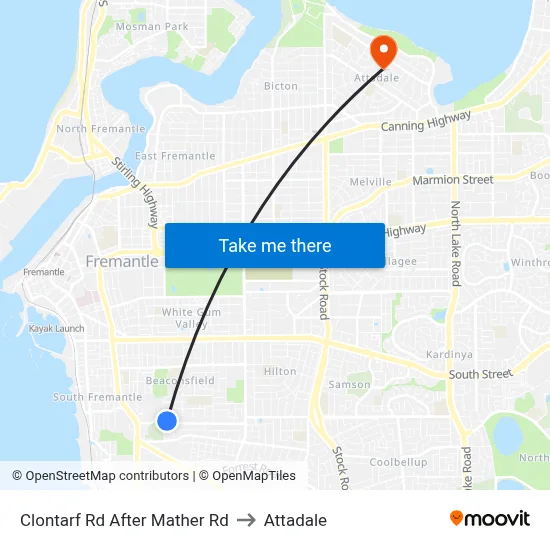 Clontarf Rd After Mather Rd to Attadale map