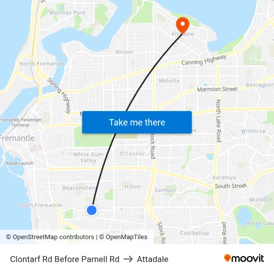 Clontarf Rd Before Parnell Rd to Attadale map