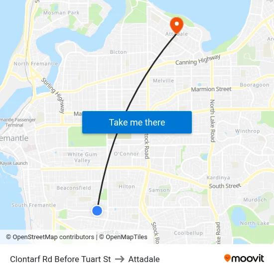 Clontarf Rd Before Tuart St to Attadale map