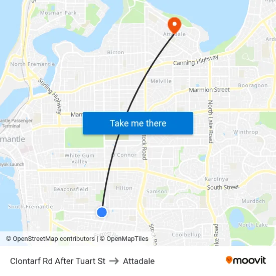 Clontarf Rd After Tuart St to Attadale map