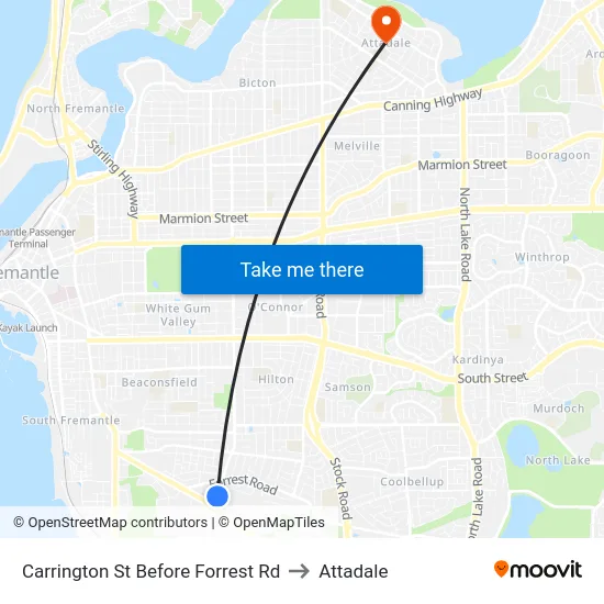 Carrington St Before Forrest Rd to Attadale map