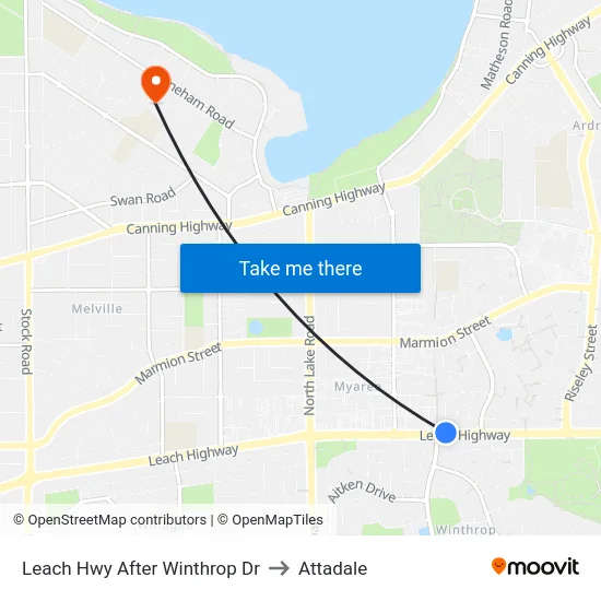 Leach Hwy After Winthrop Dr to Attadale map