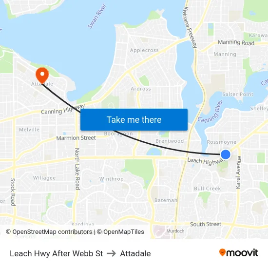 Leach Hwy After Webb St to Attadale map