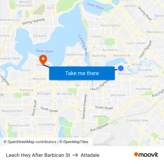 Leach Hwy After Barbican St to Attadale map