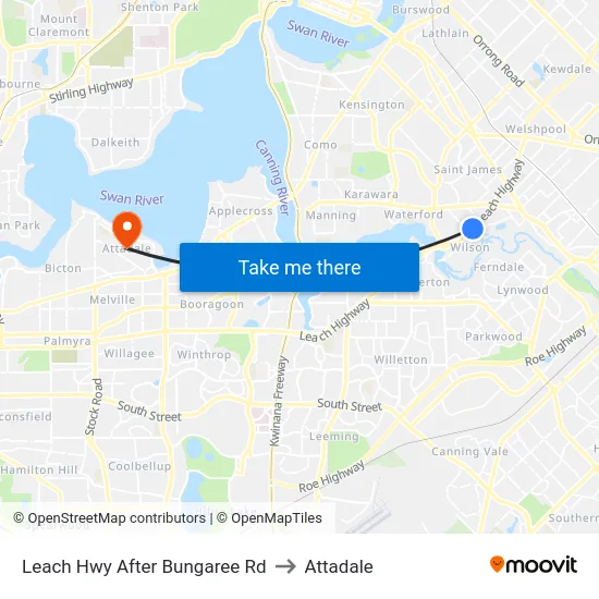 Leach Hwy After Bungaree Rd to Attadale map