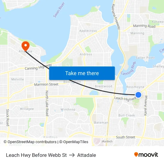 Leach Hwy Before Webb St to Attadale map