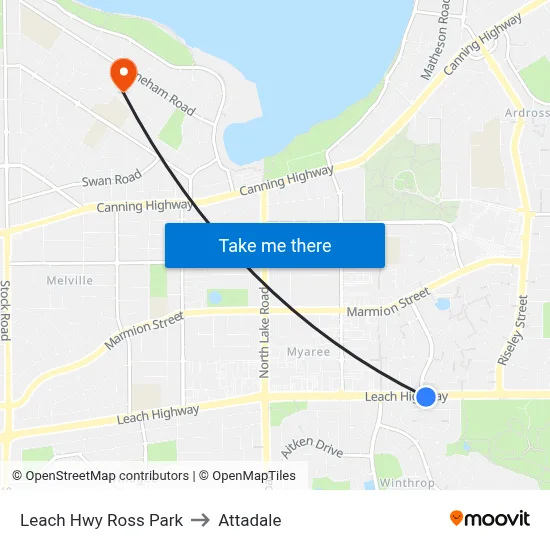Leach Hwy Ross Park to Attadale map