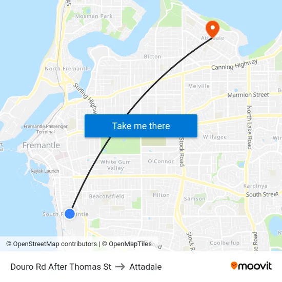 Douro Rd After Thomas St to Attadale map