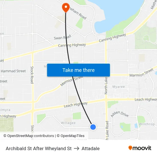 Archibald St After Wheyland St to Attadale map