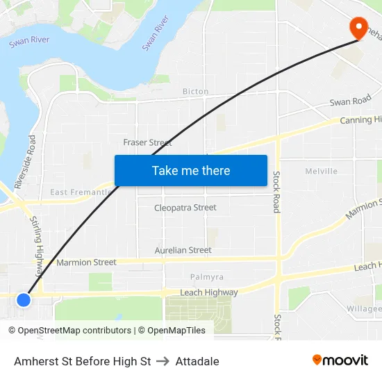Amherst St Before High St to Attadale map