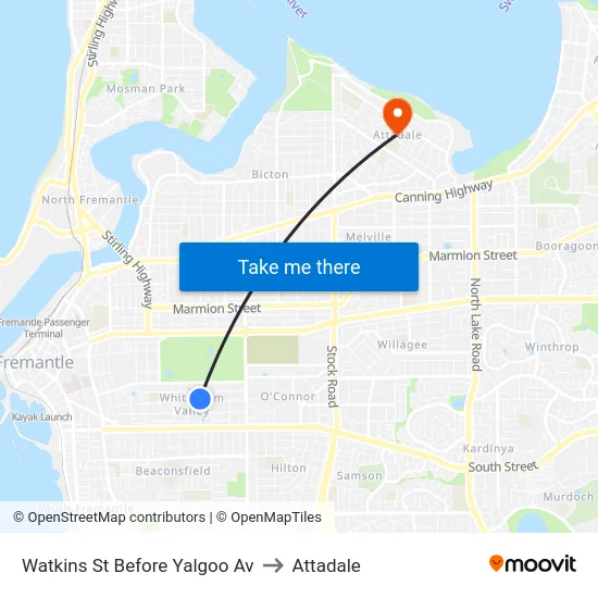 Watkins St Before Yalgoo Av to Attadale map