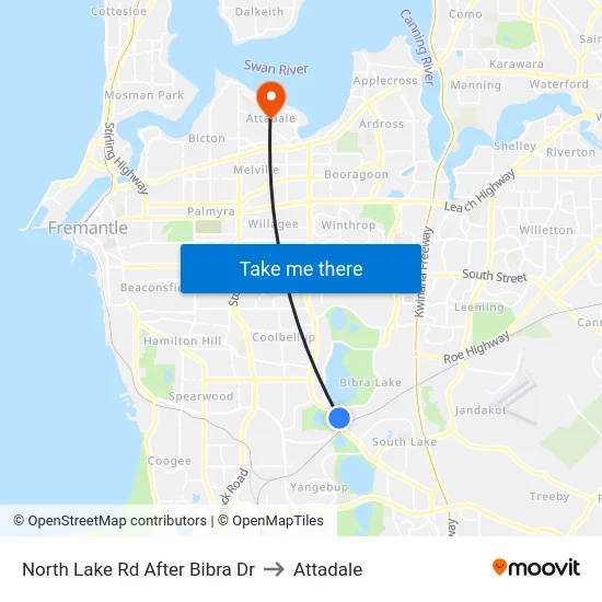 North Lake Rd After Bibra Dr to Attadale map