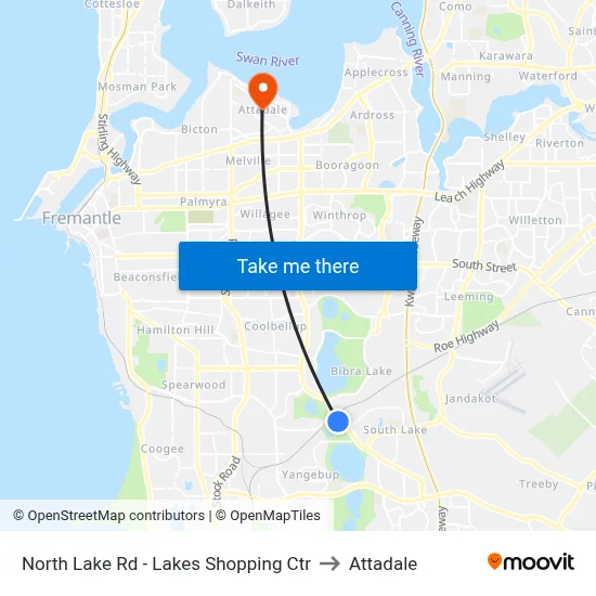 North Lake Rd - Lakes Shopping Ctr to Attadale map
