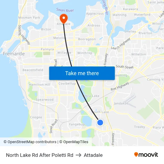 North Lake Rd After Poletti Rd to Attadale map